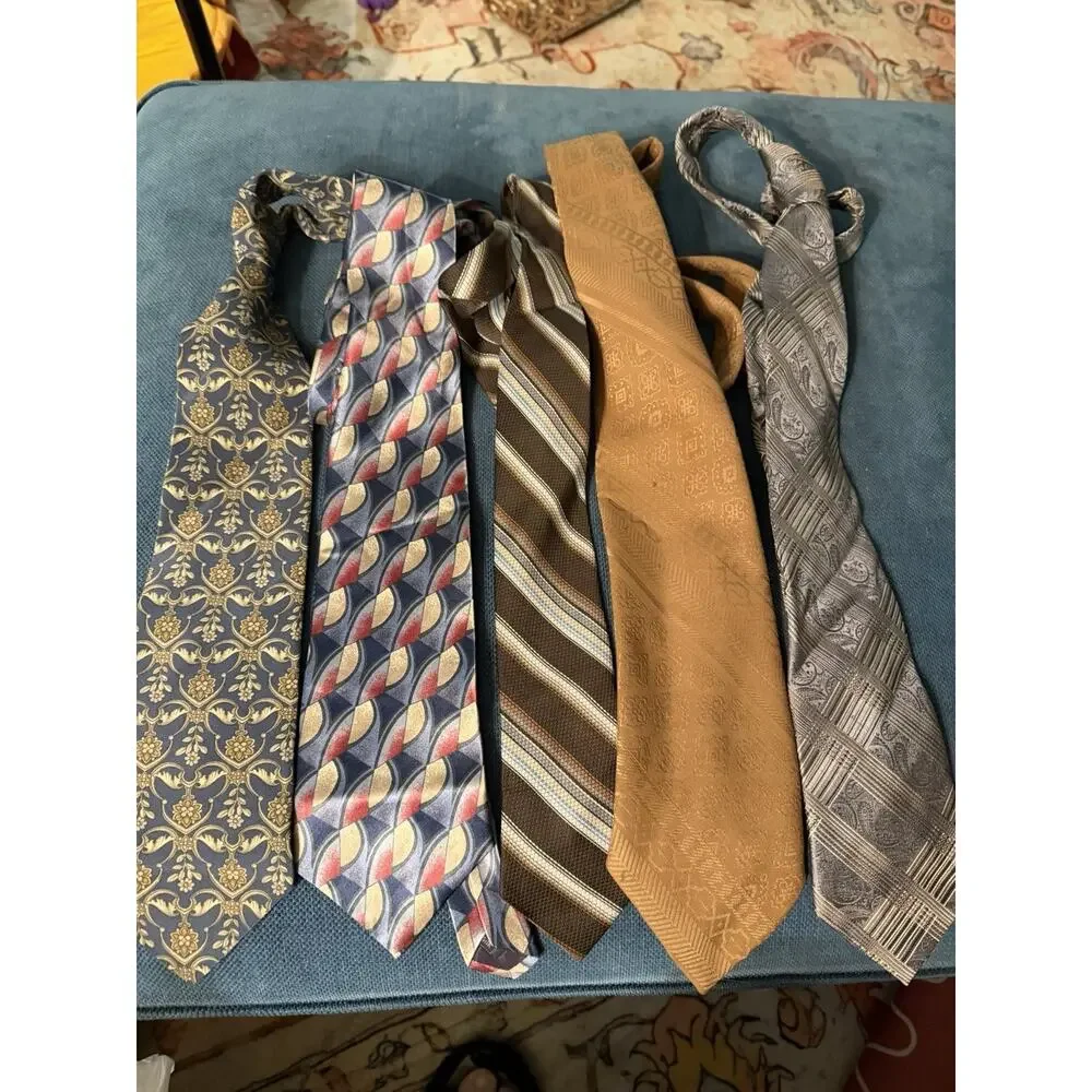 Vintage 60s Thru Y2k Necktie Lot of 60 Silk, Cotton, Fat, Poly, Abstract, Stripe